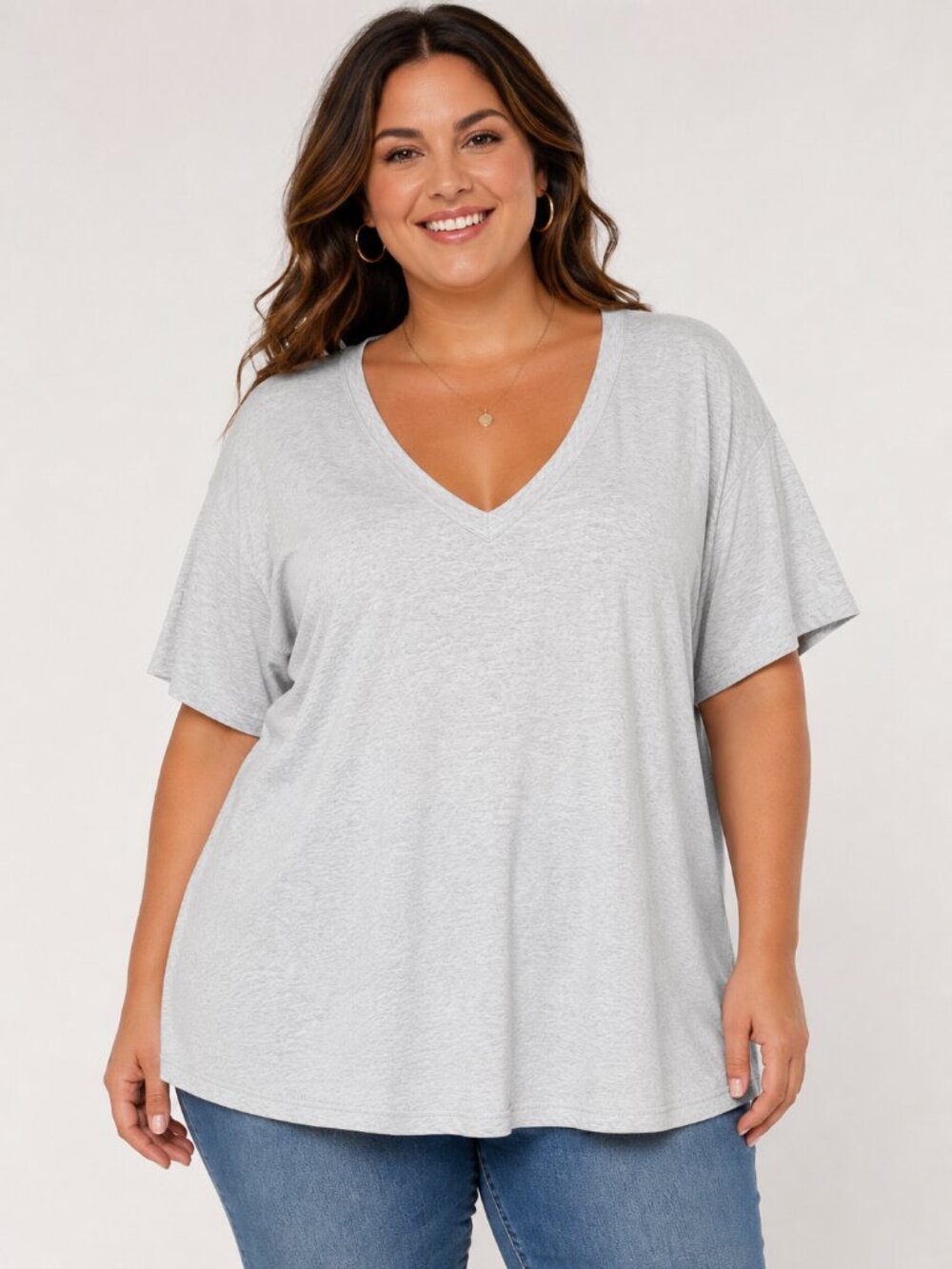 American Eagle Soft & Sexy V-Neck Tee Women's 2XL Light Gray Short Sleeve Top